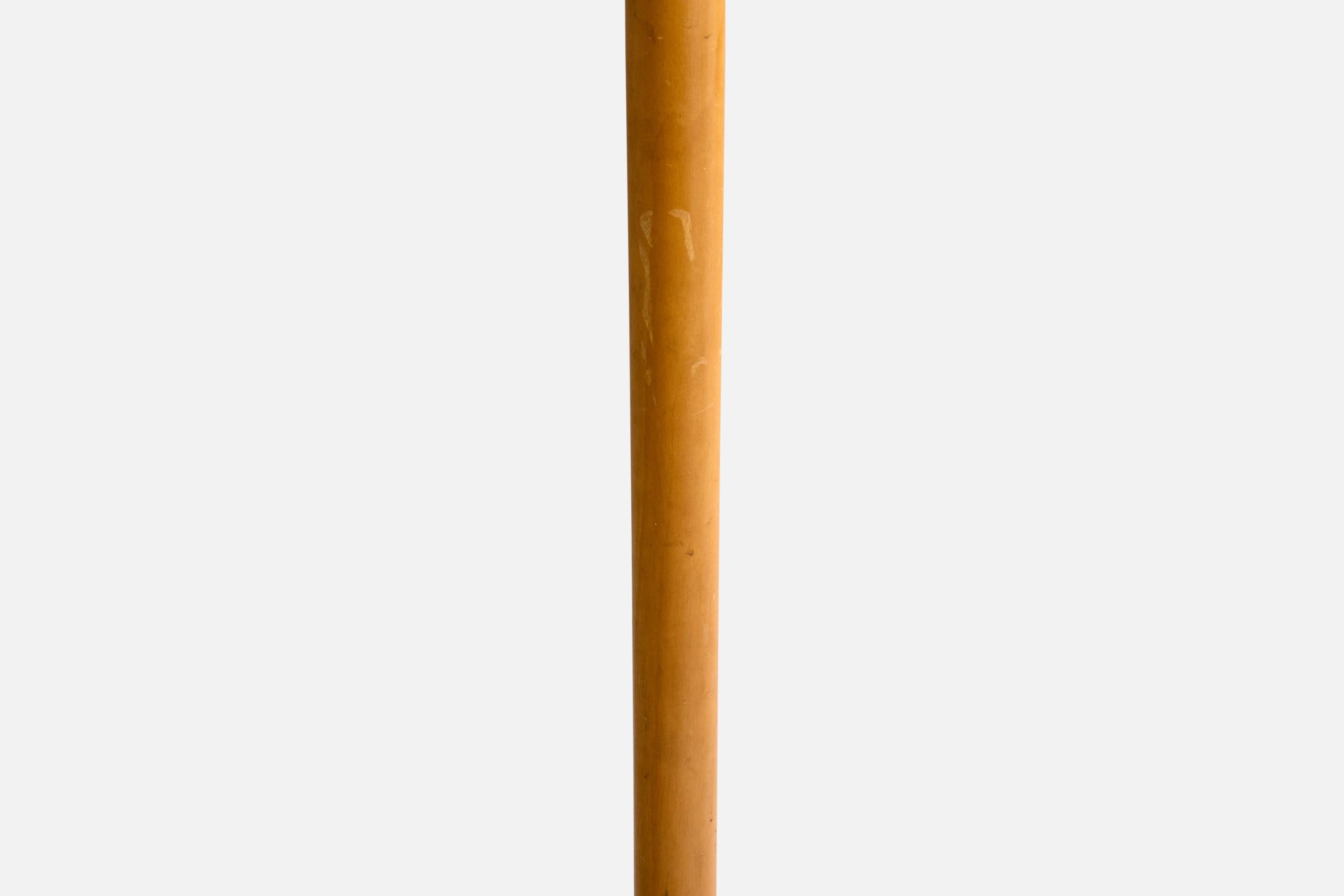 Designer suédois, lampadaire, Wood, métal, tissu, Suède, années 1940 en vente 1