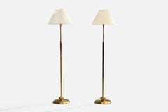 Swedish Designer, Floor Lamps, Brass, Paper, Sweden, 1940s