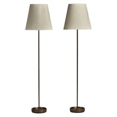 Swedish Designer, Floor Lamps, Brass, Paper, Sweden, 1950s Swedish Designer, Floor Lamps, Brass, Paper, Sweden, 1950s