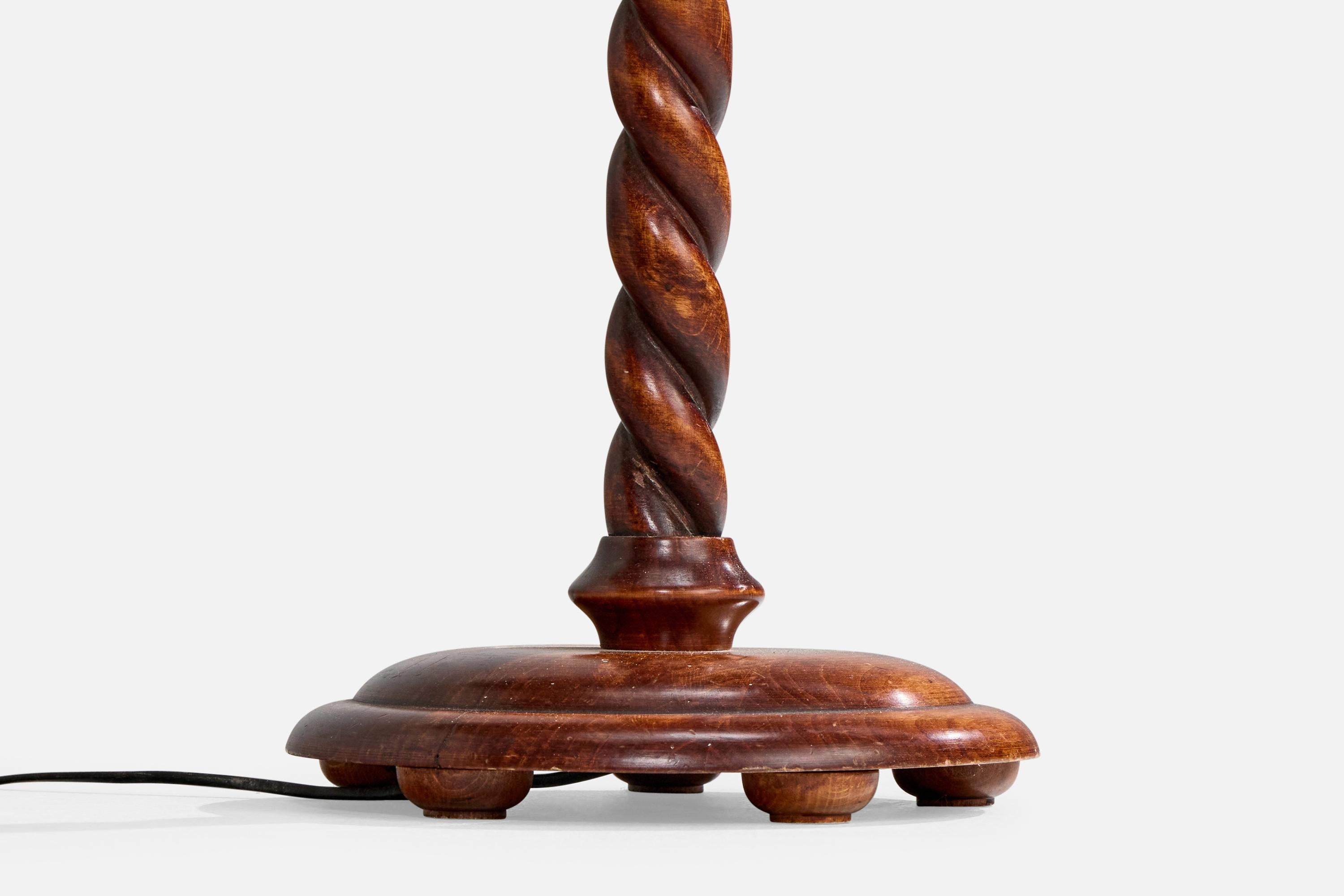 Designer suédois, lampadaires, chêne, tissu, Suède, années 1930 en vente 1