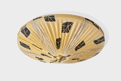 Schwedischer Designer, Einbaubeleuchtung, Messing, Stoff, Schweden, 1950er Jahre