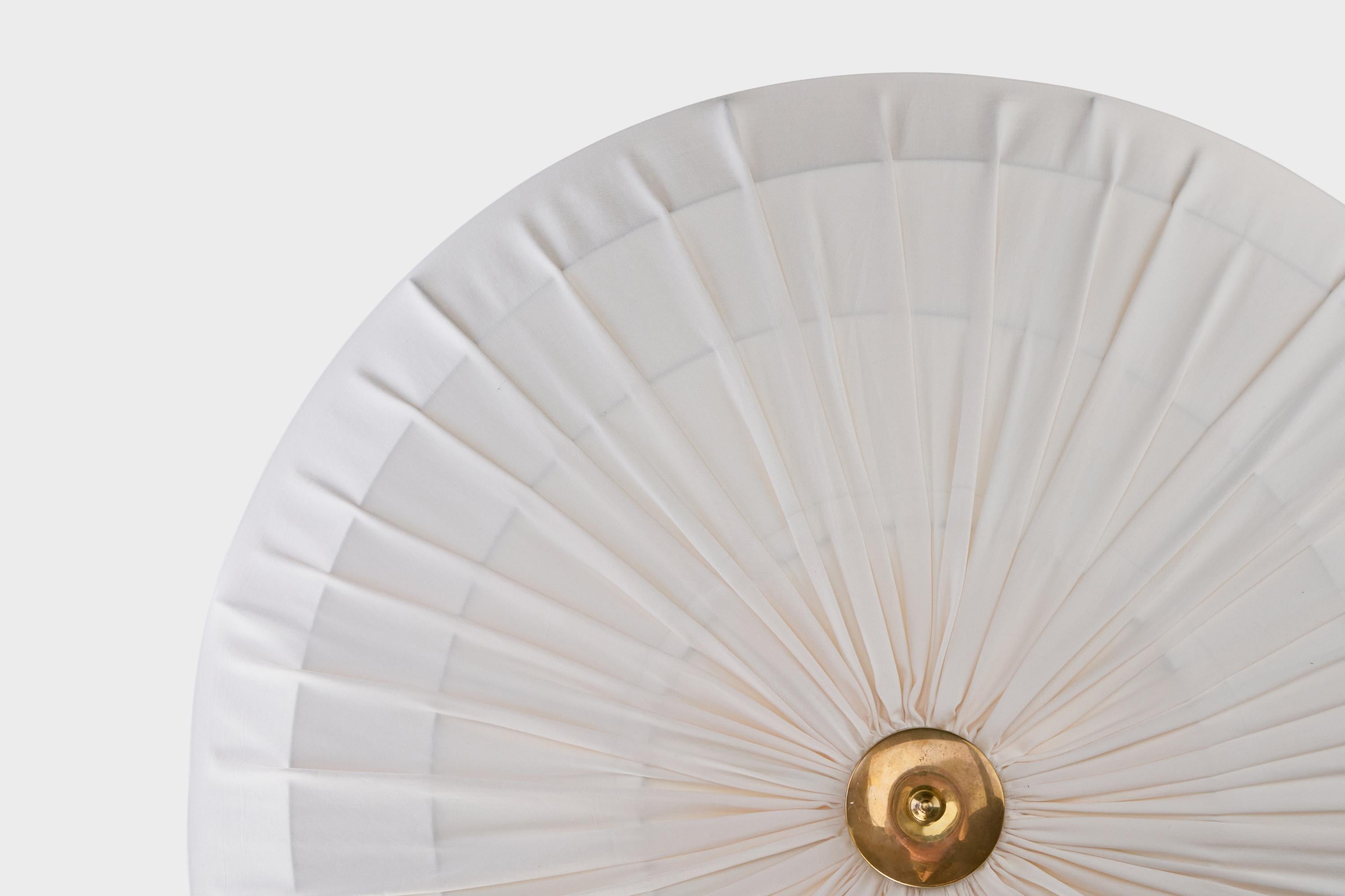 Swedish Designer, Flush Mount, Brass, Fabric, Sweden, 1960s For Sale 2