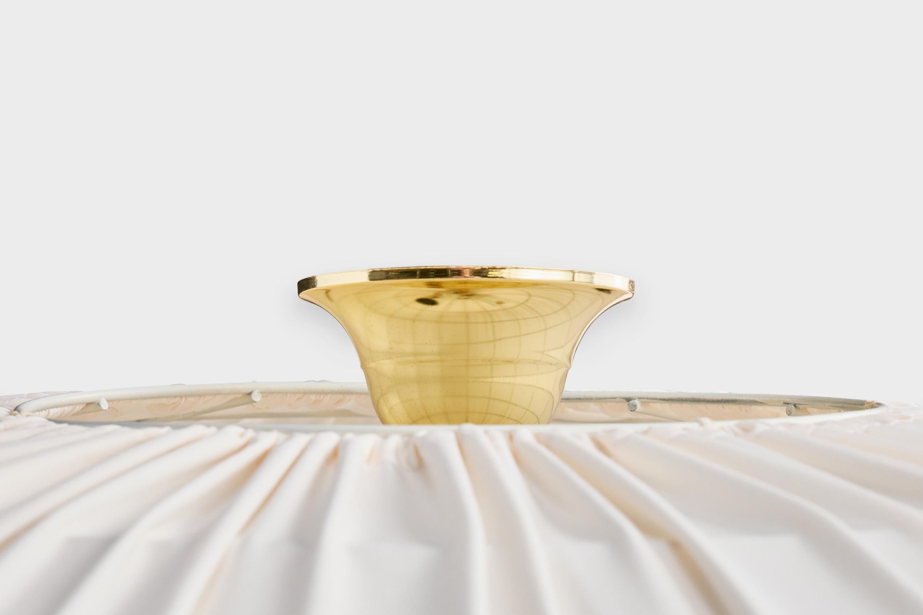 Swedish Designer, Flush Mount, Brass, Fabric, Sweden, 1960s For Sale 3