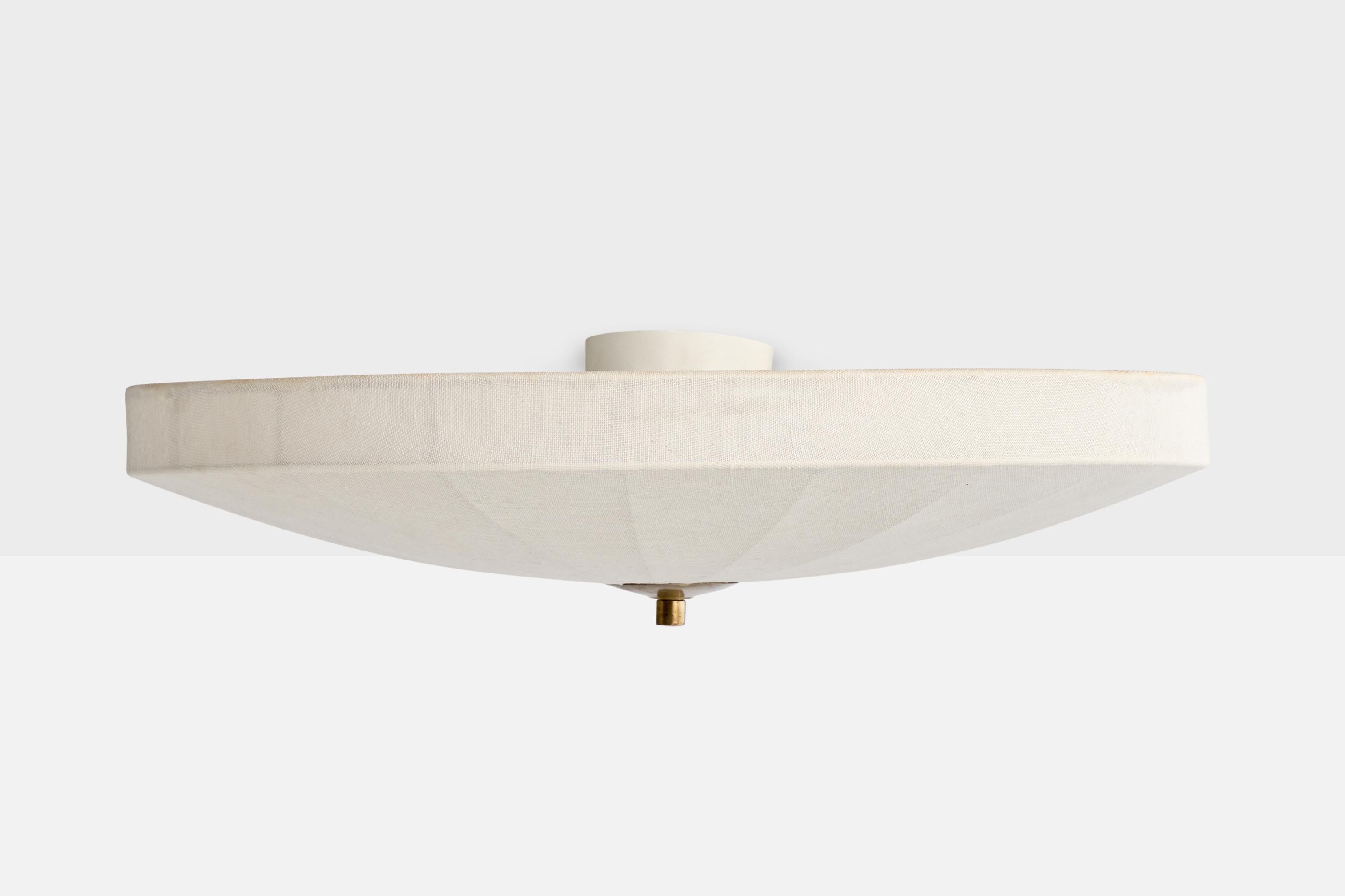 Suédois Designer suédois, affleurant, laiton, tissu, Suède, années 1970 en vente