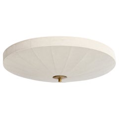 Swedish Designer, Flush Mount, Brass, Fabric, Sweden, 1970s