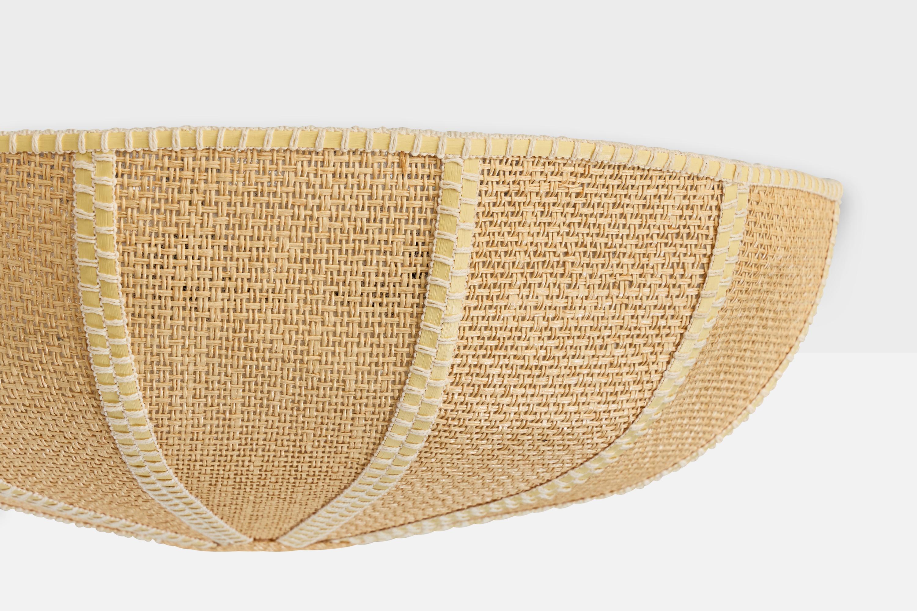 Late 20th Century Swedish Designer, Flush Mount, Burlap, Sweden, 1970s For Sale