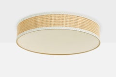 Swedish Designer, Flush Mount, Cane, Paper, Sweden, 1970s