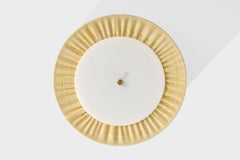 Swedish Designer, Flush Mount, Fabric, Acrylic, Brass, Sweden, 1970s