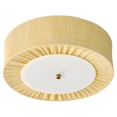 Swedish Designer, Flush Mount, Fabric, Acrylic, Brass, Sweden, 1970s