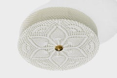 Swedish Designer, Flush Mount, Fabric, Brass, Sweden, 1960s