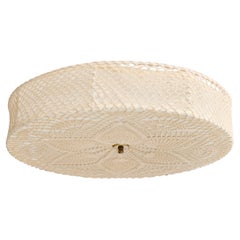 Swedish Designer, Flush Mount, Fabric, Brass, Sweden, 1960s