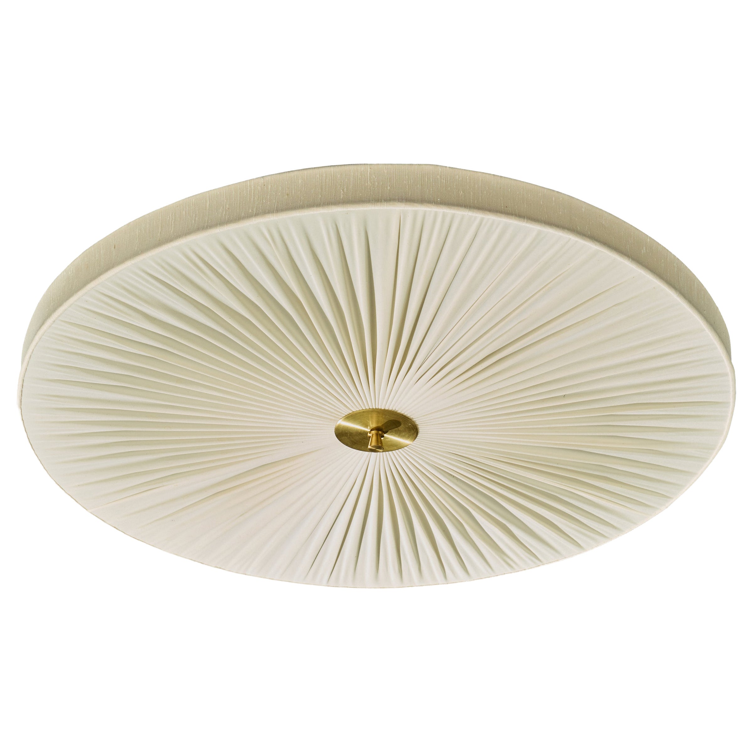 Swedish Designer, Flush Mount, Fabric, Brass, Sweden, 1960s