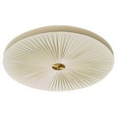 Swedish Designer, Flush Mount, Fabric, Brass, Sweden, 1960s