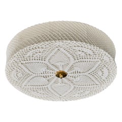 Swedish Designer, Flush Mount, Fabric, Brass, Sweden, 1960s