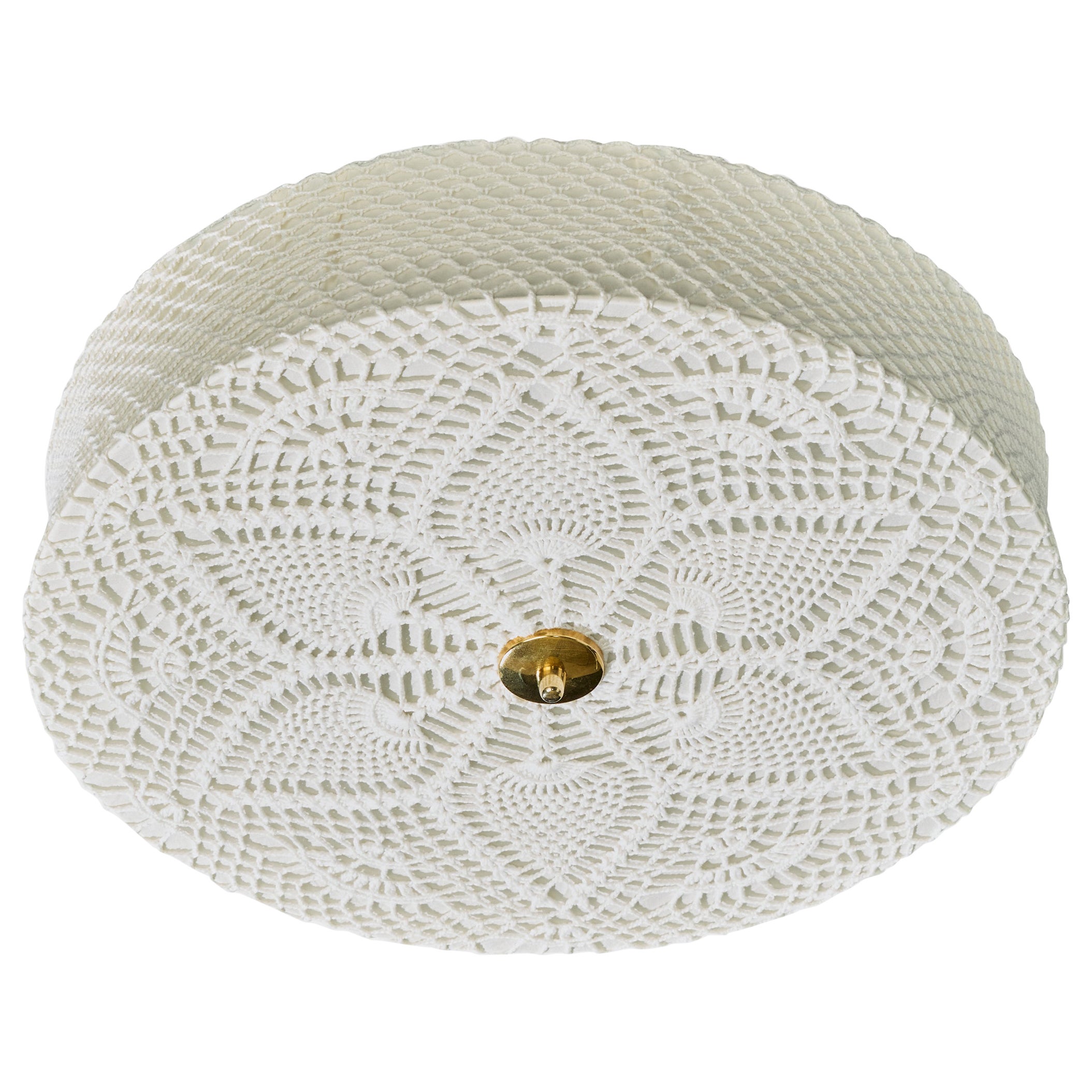 Swedish Designer, Flush Mount, Fabric, Brass, Sweden, 1960s