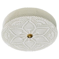 Swedish Designer, Flush Mount, Fabric, Brass, Sweden, 1960s