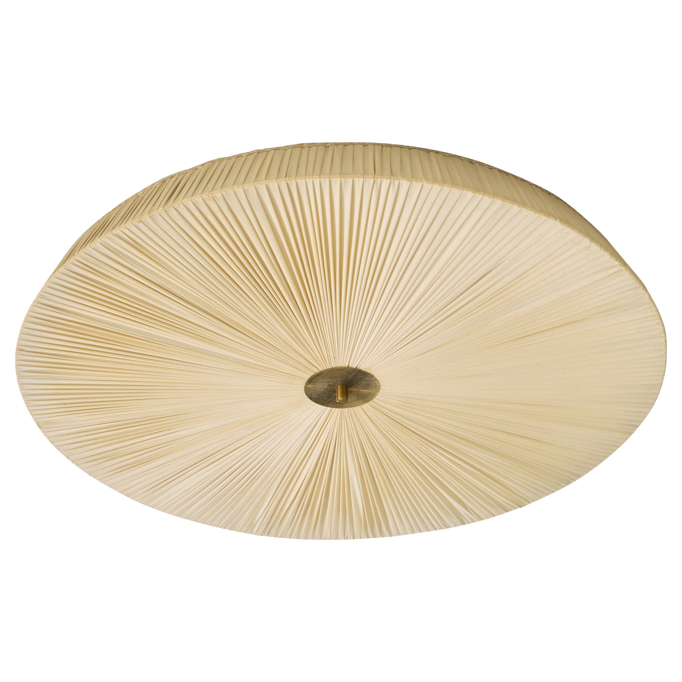 Swedish Designer, Flush Mount, Fabric, Brass, Sweden, 1960s