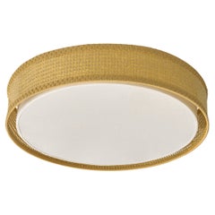 Swedish Designer, Flush Mount, Fabric, Cane, Sweden, 1970s