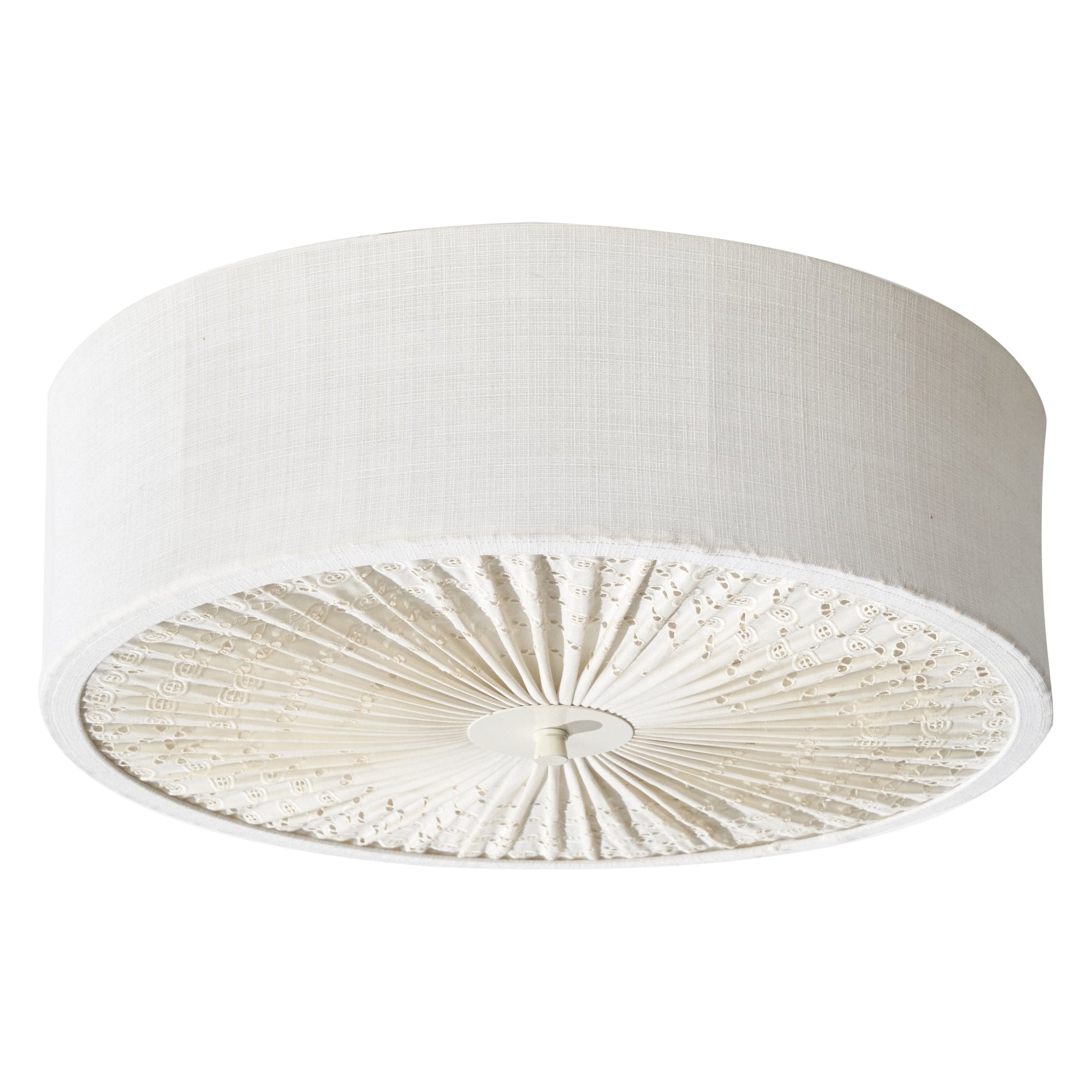 Swedish Designer, Flush Mount, Fabric, Metal, Sweden, 1970s