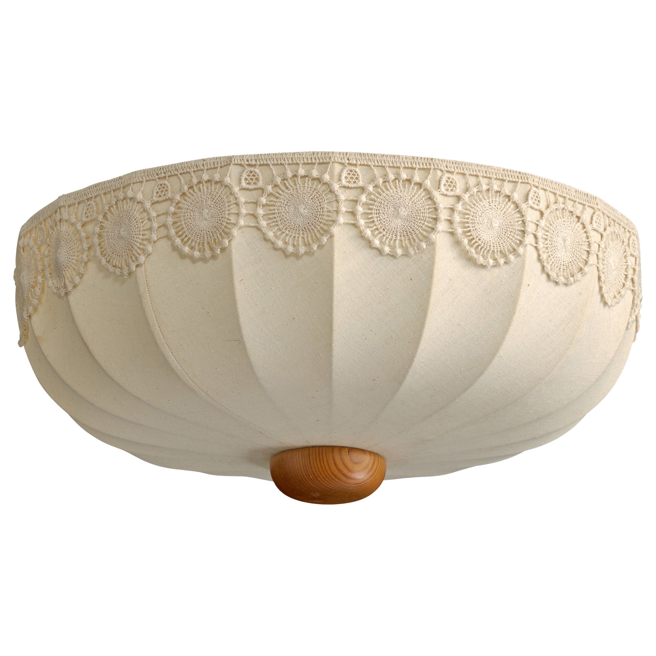 Swedish Designer, Flush Mount, Fabric, Pine, Sweden, 1970s For Sale