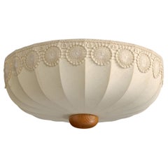 Swedish Designer, Flush Mount, Fabric, Pine, Sweden, 1970s