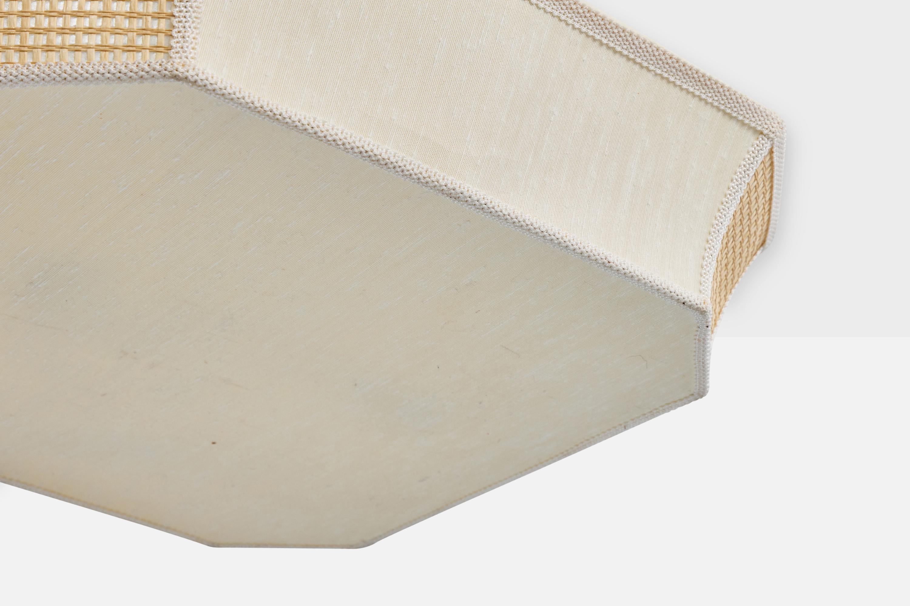 Swedish Designer, Flush Mount, Fabric, Raffia, Sweden, 1970s For Sale 2