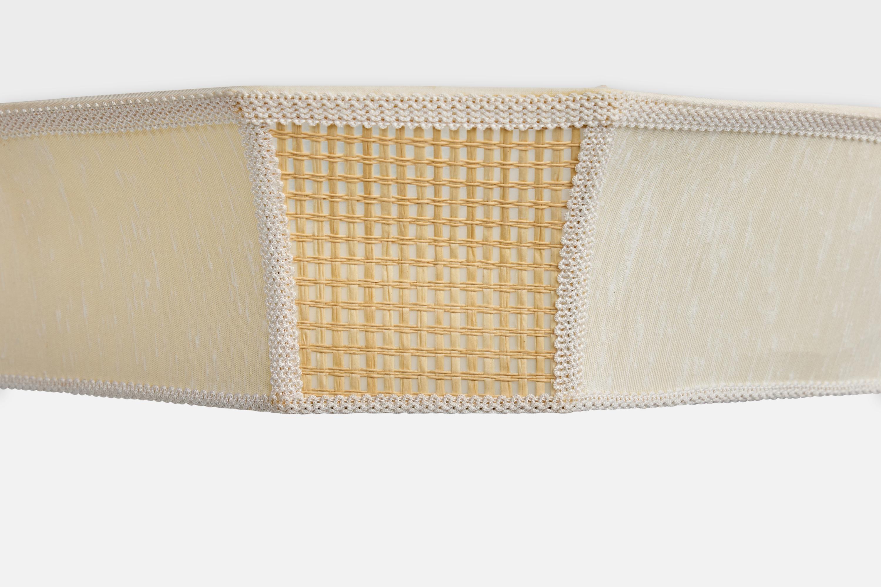 Swedish Designer, Flush Mount, Fabric, Raffia, Sweden, 1970s For Sale 3