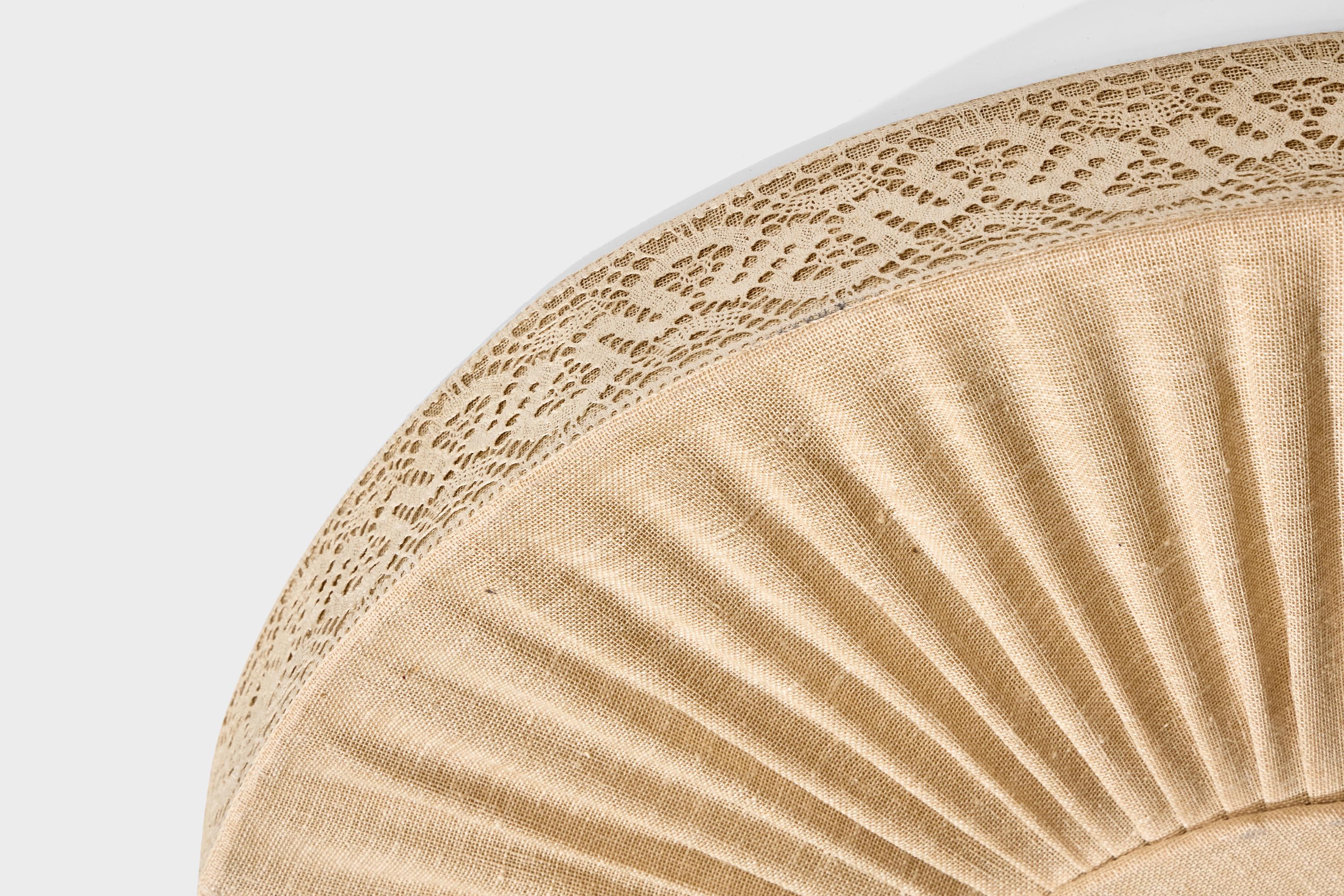 Mid-20th Century Swedish Designer, Flush Mount, Fabric, Sweden, 1950s. For Sale