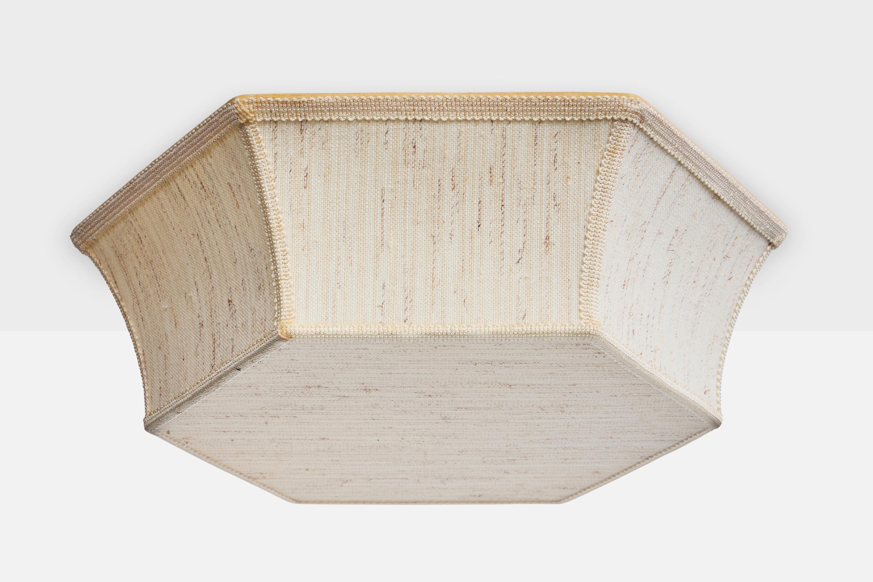 An off-white fabric flush mount designed and produced in Sweden, c. 1960s.

Overall Dimensions (inches): 6.25
