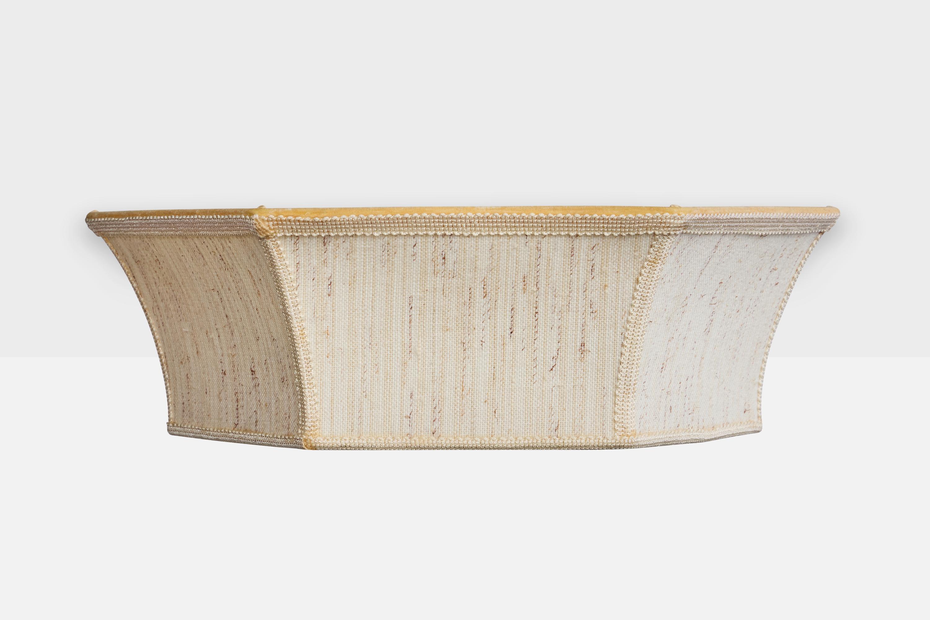 Mid-20th Century Swedish Designer, Flush Mount, Fabric, Sweden, 1960s For Sale
