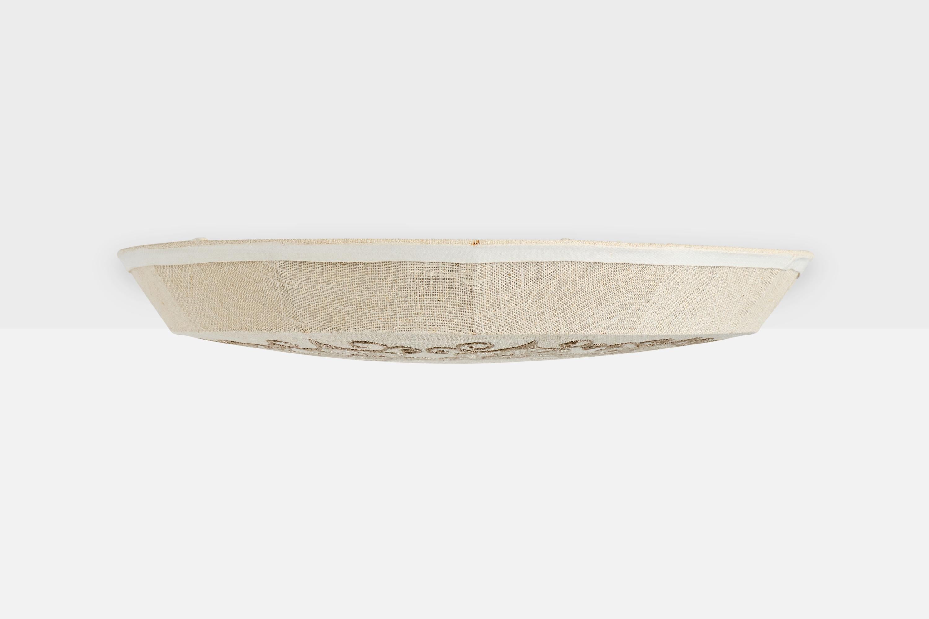 Swedish Designer, Flush Mount, Fabric, Sweden, 1960s In Good Condition For Sale In High Point, NC