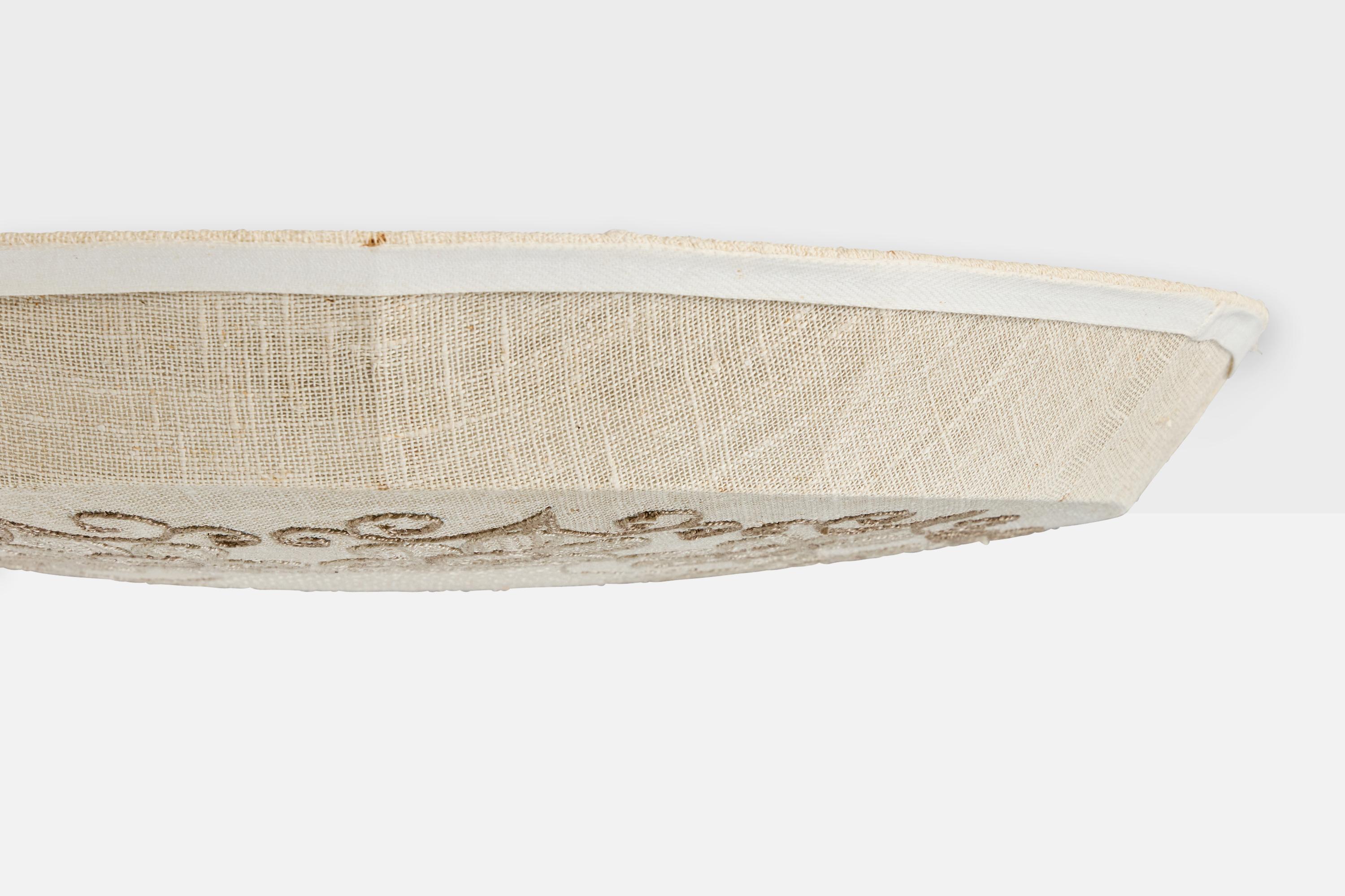 Mid-20th Century Swedish Designer, Flush Mount, Fabric, Sweden, 1960s For Sale