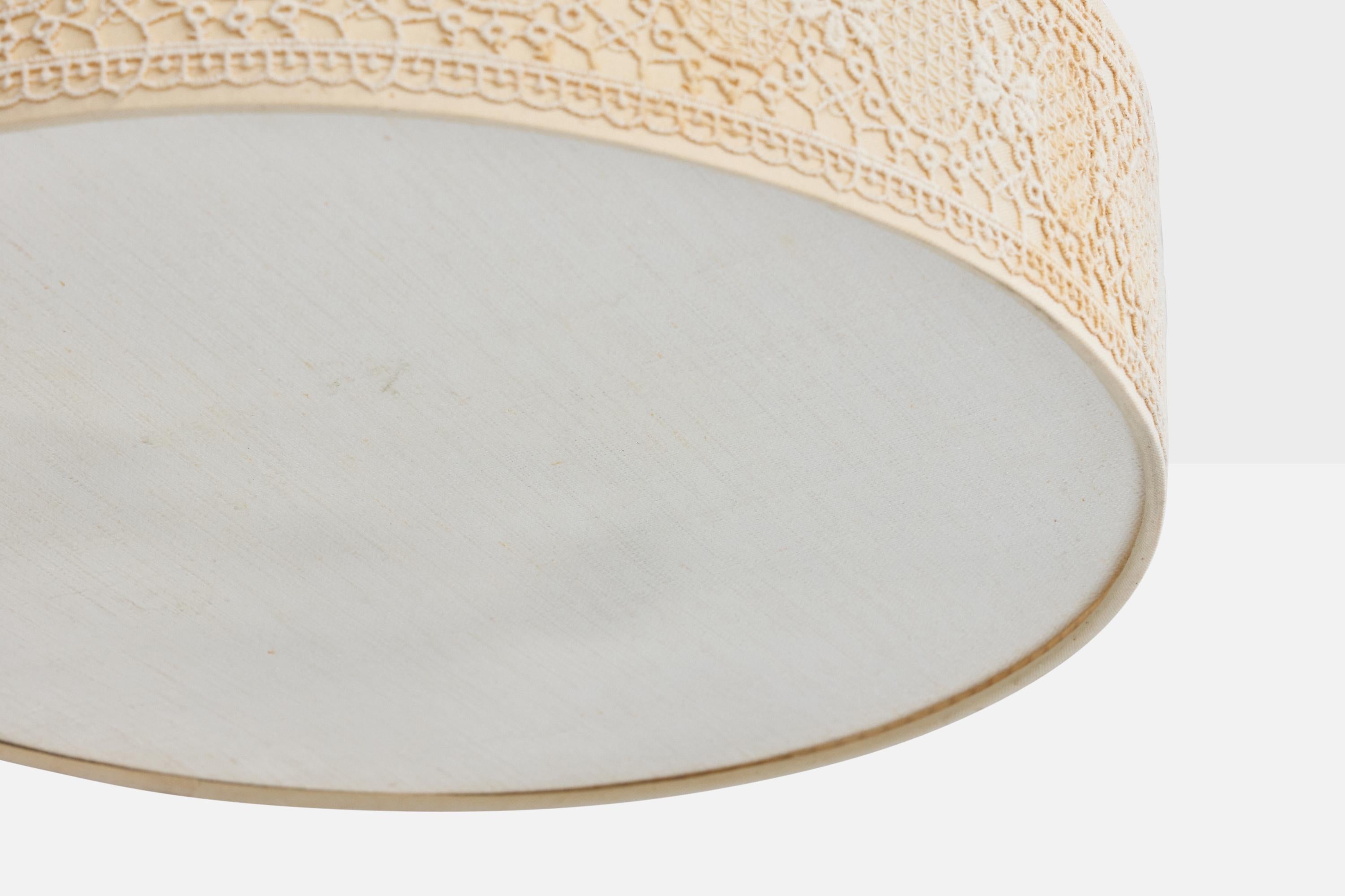 Swedish Designer, Flush Mount, Fabric, Sweden, 1970s For Sale 1