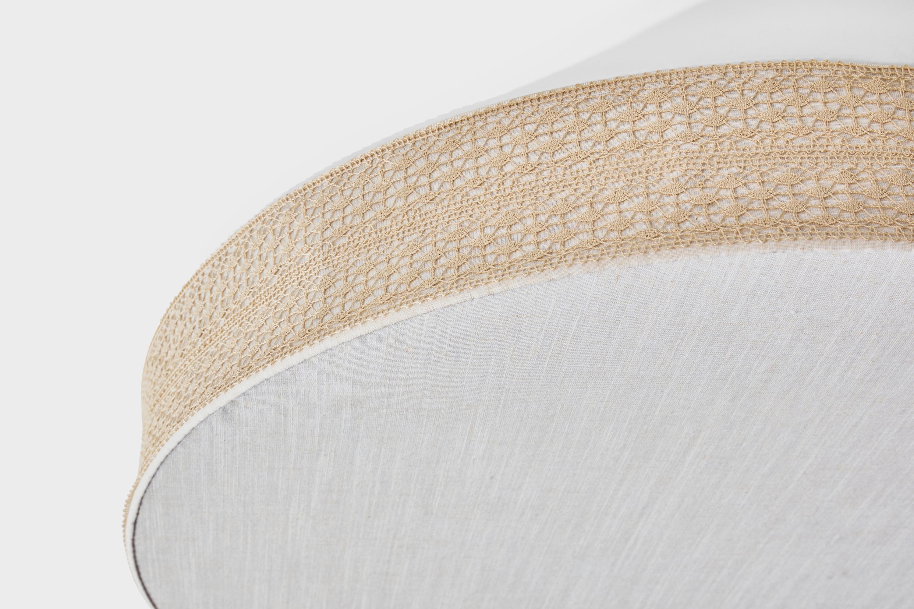 Swedish Designer, Flush Mount, Fabric, Sweden, 1970s For Sale 2