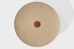 Swedish Designer, Flush Mount, Fabric, Teak, Brass, Sweden, 1950s