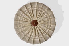Swedish Designer, Flush Mount, Fabric, Teak, Brass, Sweden, 1950s