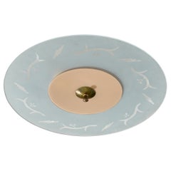 Schwedischer Designer, Flush Mount, Glas, Messing, Schweden, 1930er Jahre