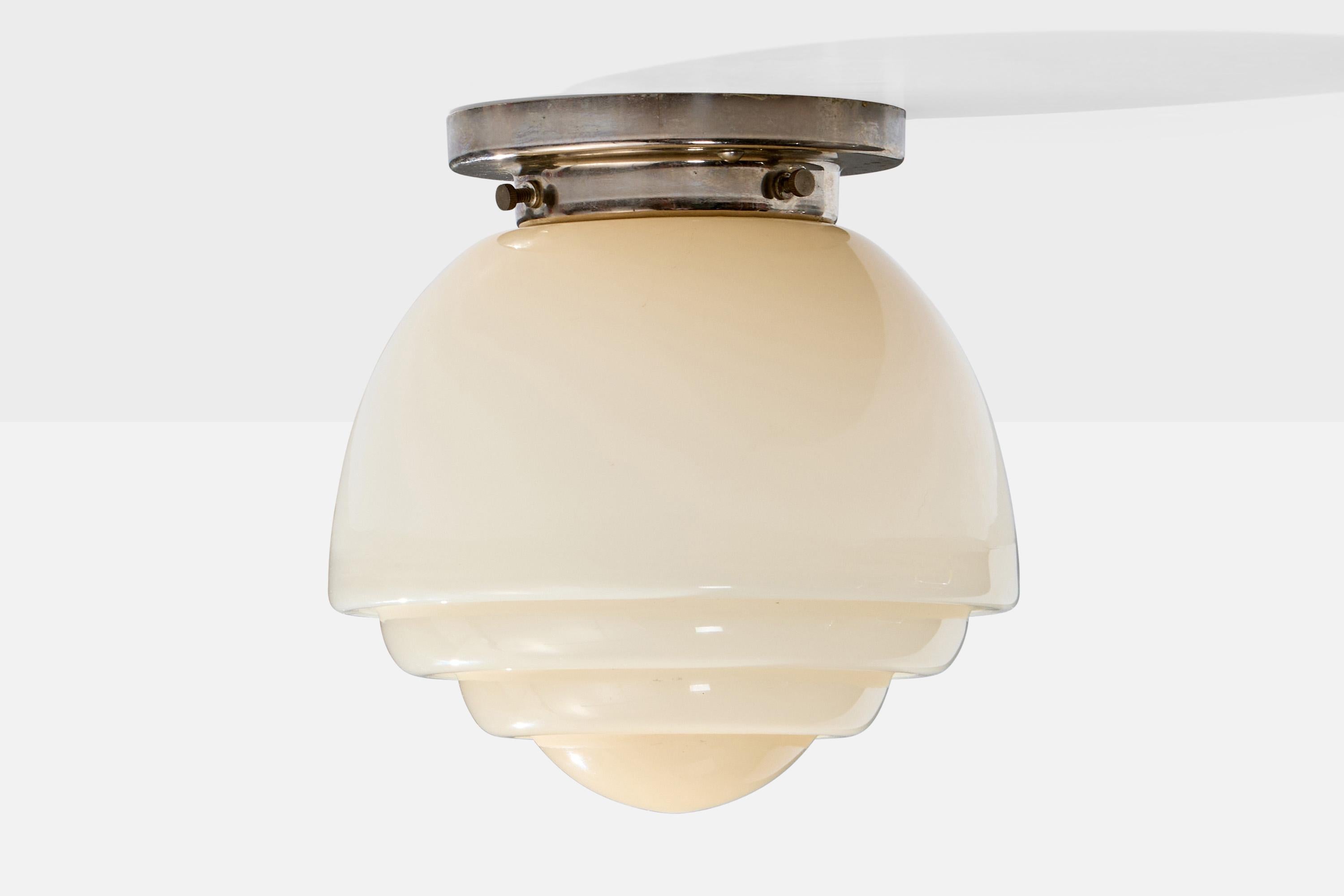 Scandinave moderne Designer suédois, affleurant, verre, chrome, Suède, années 1930 en vente