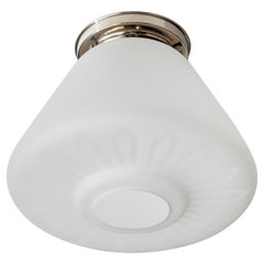Swedish Designer, Flush Mount, Glass, Chrome, Sweden, 1930s
