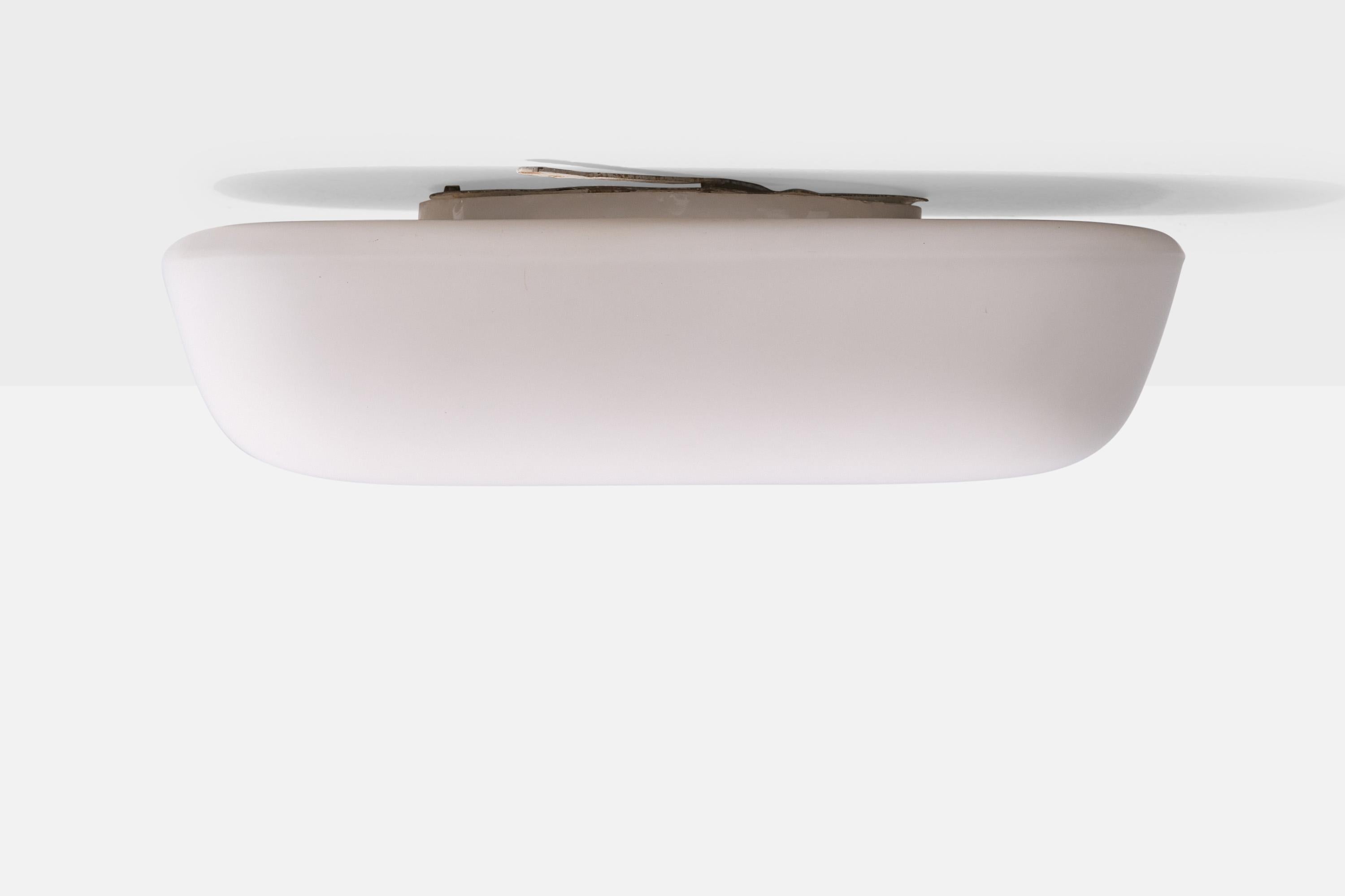 Swedish Designer, Flush Mount, Glass, Metal, Sweden, 1940s For Sale 1