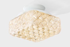 Swedish Designer, Flush Mount, Glass, Metal, Sweden, 1970s