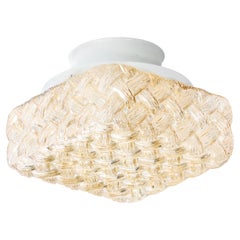 Swedish Designer, Flush Mount, Glass, Metal, Sweden, 1970s