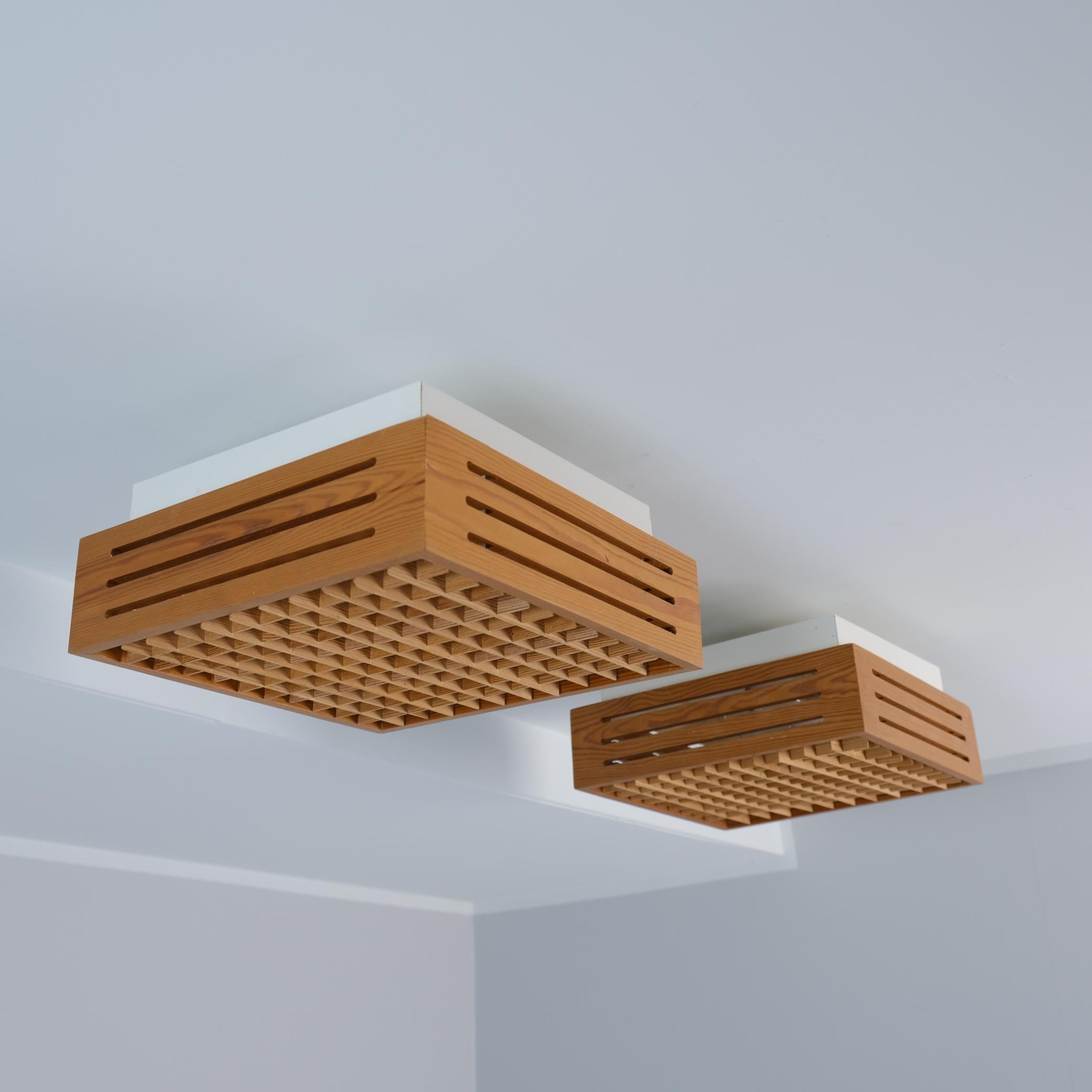 Swedish Designer Flush Mount in Pine, Stockmann Orno Model 72-502, 1970s For Sale 5