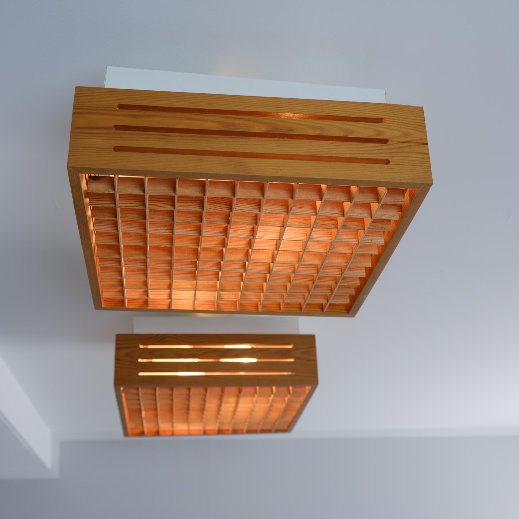 Swedish Designer Flush Mount in Pine, Stockmann Orno Model 72-502, 1970s For Sale 6