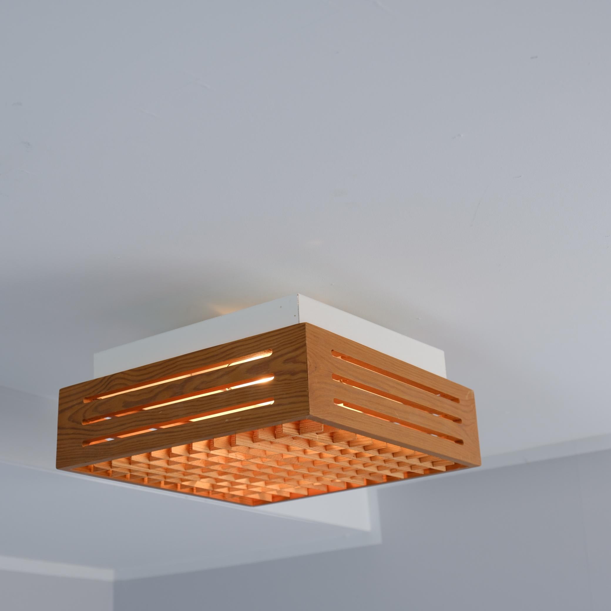 Metal Swedish Designer Flush Mount in Pine, Stockmann Orno Model 72-502, 1970s For Sale