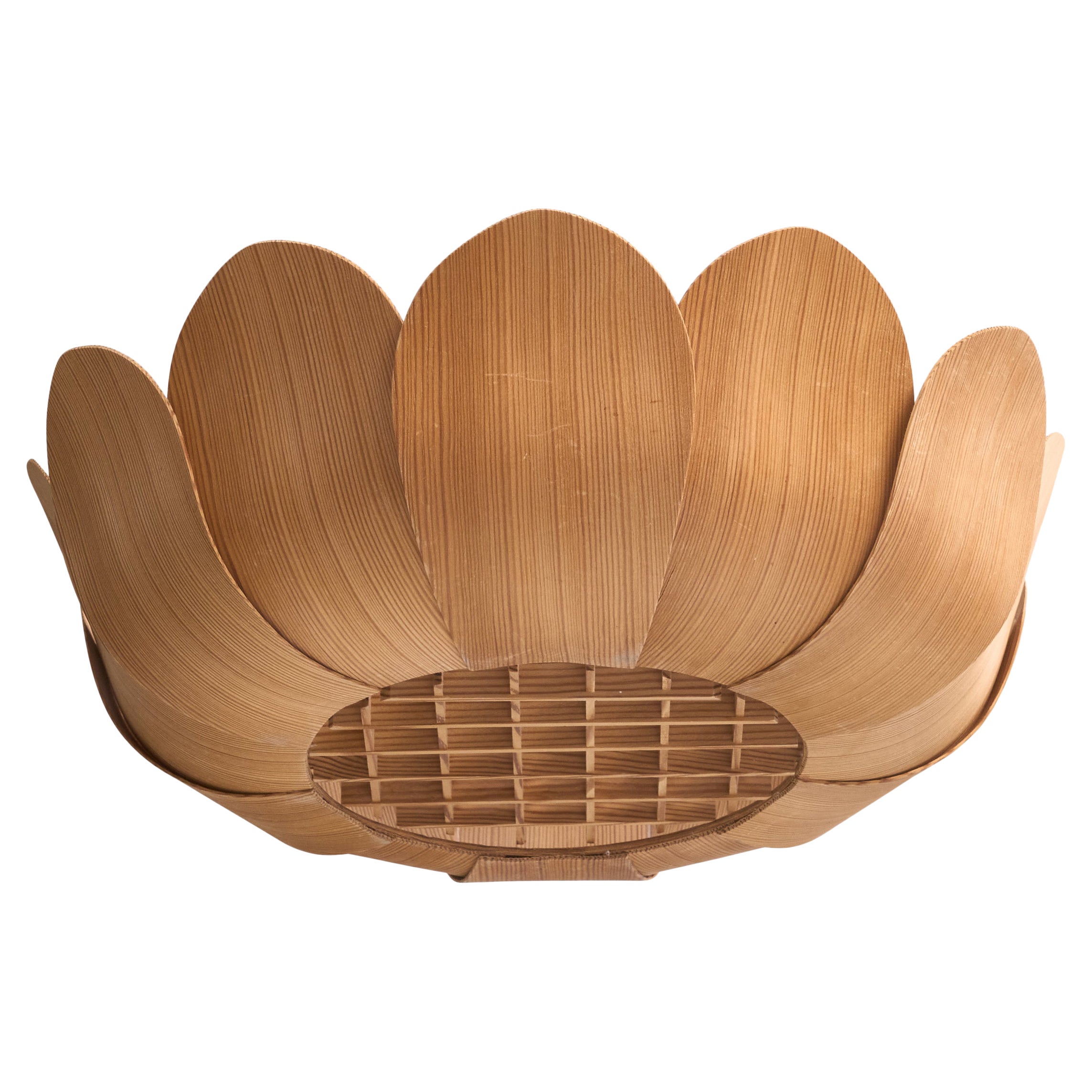 Swedish Designer, Flush Mount, Pine, Metal, Sweden, 1970s