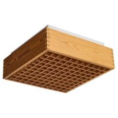 Swedish Designer, Flush Mount, Pine, Metal, Sweden, 1970s