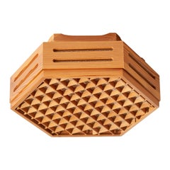 Schwedischer Designer, Einbaubeleuchtung, Kiefernholz, Raffia, Schweden, 1970er Jahre
