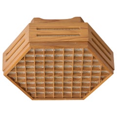 Swedish Designer, Flush Mount, Pine, Raffia, Sweden, 1980s