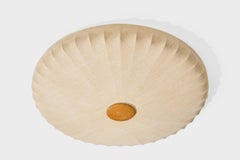 Swedish Designer, Flush Mount, Wood, Fabric, Sweden, 1950s